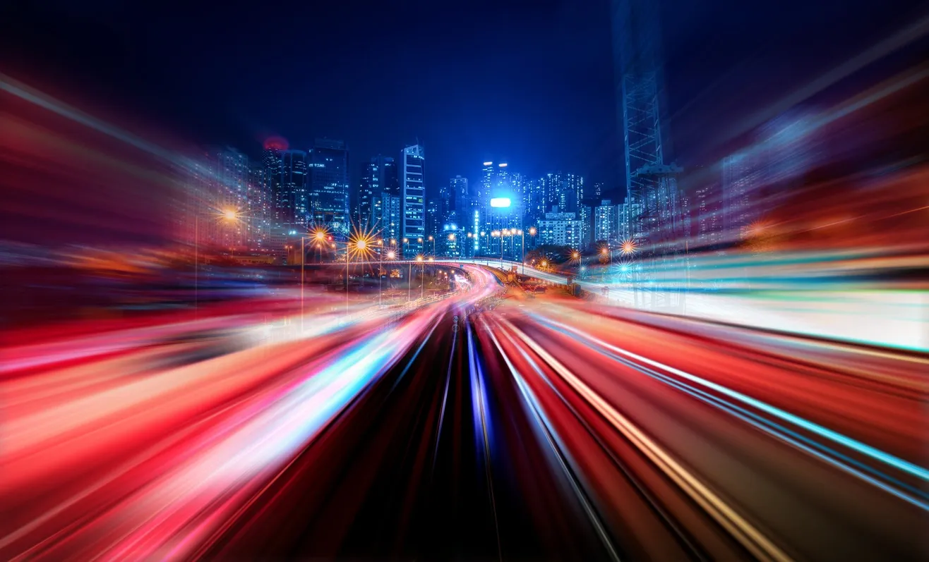 City light trails at night